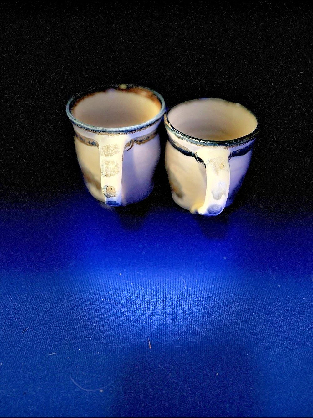 Nancy Bishop Studio Pottery Mug Pair Signed Handmade Landscape Trees - Picture 10 of 10
